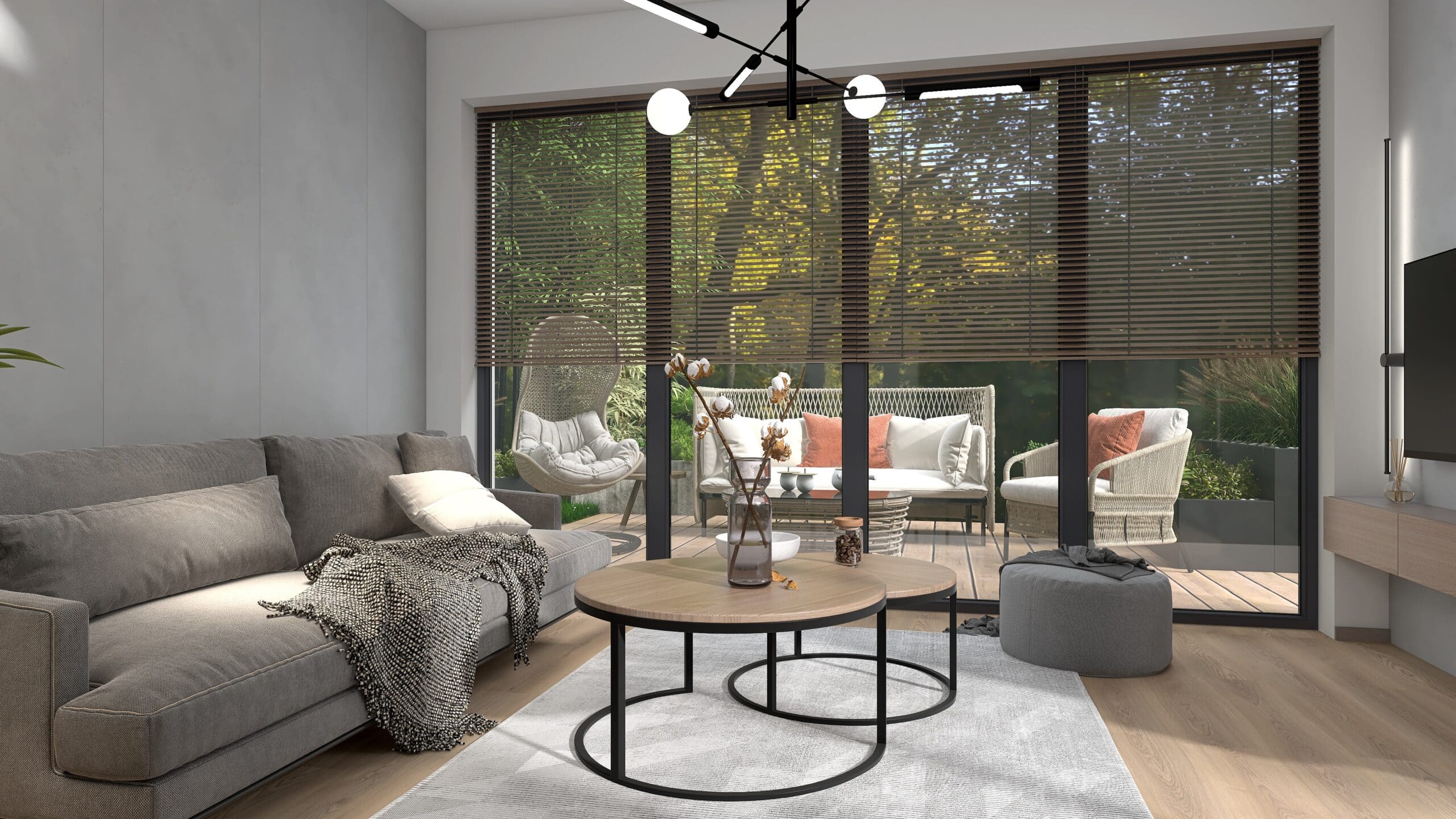 Projekt salonu z tarasem